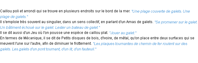 Définition galet ACAD 1932