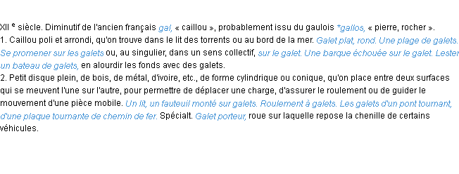 Définition galet ACAD 1986