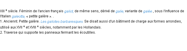 Définition galiote ACAD 1986