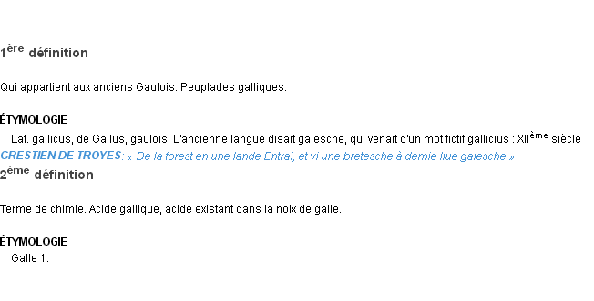 Définition gallique Emile Littré