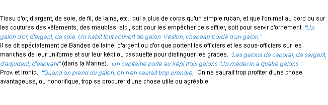 Définition galon ACAD 1932