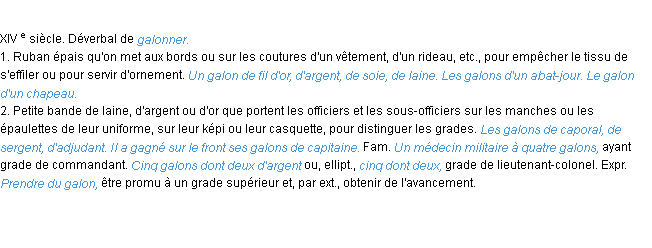 Définition galon ACAD 1986