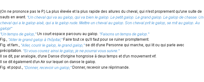 Définition galop ACAD 1932