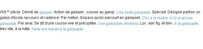 Définition galopade ACAD 1986