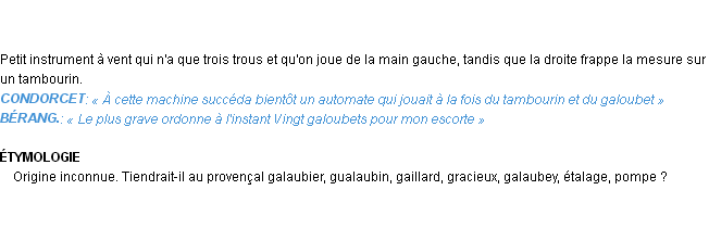 Définition galoubet Emile Littré