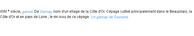 Définition gamay ACAD 1986