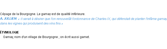 Définition gamay Emile Littré