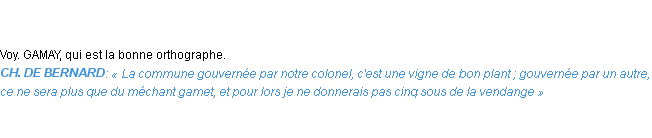 Définition gamet Emile Littré