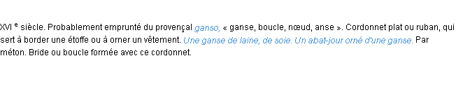 Définition ganse ACAD 1986