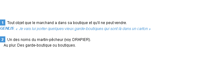 Définition garde-boutique Emile Littré