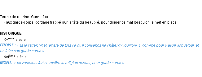 Définition garde-corps Emile Littré