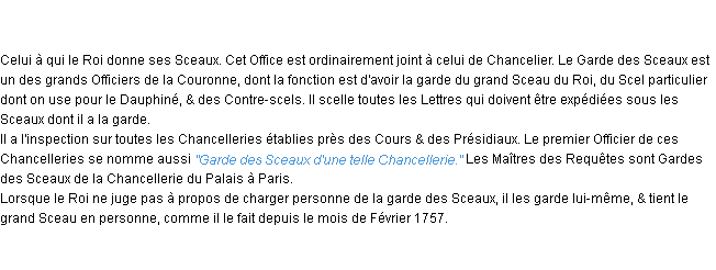 Définition garde des sceaux ACAD 1762