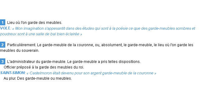 Définition garde-meuble Emile Littré