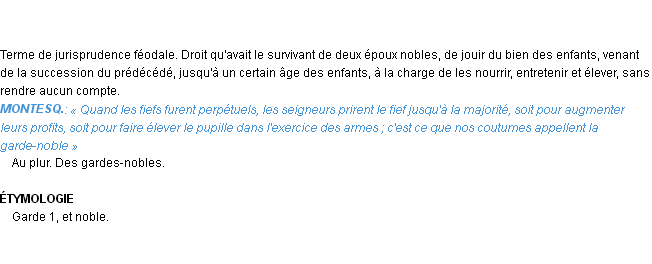 Définition garde-noble Emile Littré