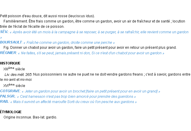 Définition gardon Emile Littré