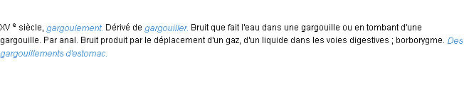 Définition gargouillement ACAD 1986