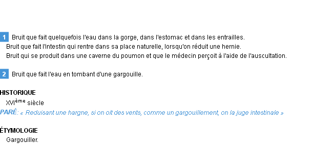 Définition gargouillement Emile Littré