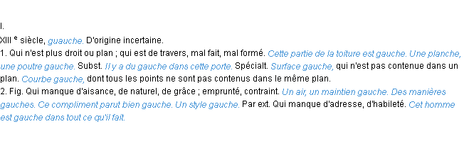 Définition gauche ACAD 1986