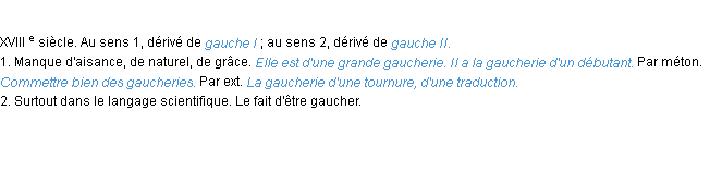 Définition gaucherie ACAD 1986