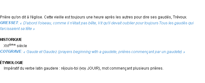 Définition gaude Emile Littré