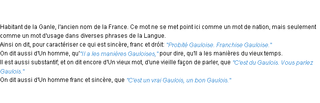 Définition gaulois ACAD 1798