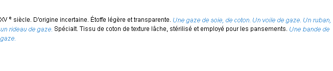 Définition gaze ACAD 1986