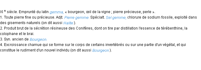 Définition gemme ACAD 1986