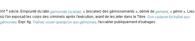 Définition gémonies ACAD 1986