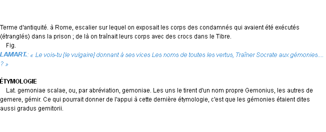 Définition gémonies Emile Littré