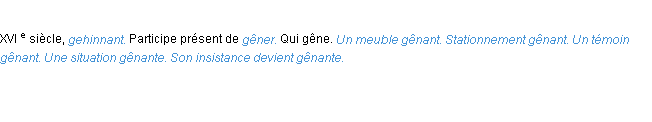 Définition gênant ACAD 1986