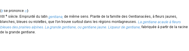 Définition gentiane ACAD 1986