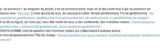 Définition gentilhomme ACAD 1932