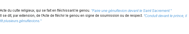 Définition génuflexion ACAD 1932