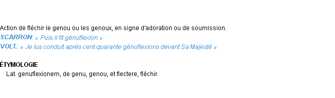 Définition génuflexion Emile Littré