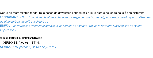 Définition gerboise Emile Littré
