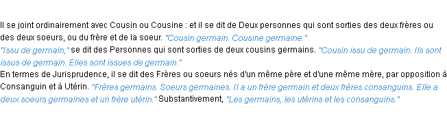 Définition germain ACAD 1932