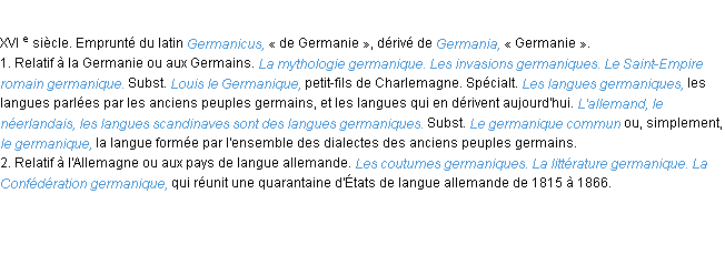 Définition germanique ACAD 1986