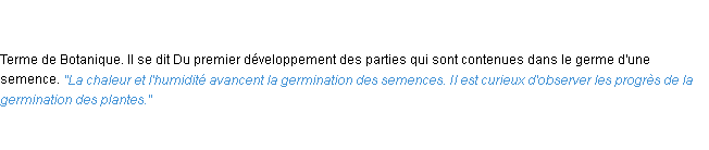 Définition germination ACAD 1798