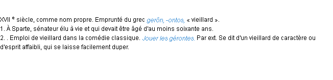 Définition géronte ACAD 1986