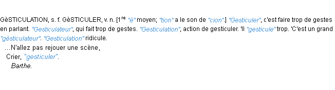 Définition gesticulateur JF.Feraud