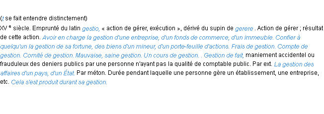 Définition gestion ACAD 1986