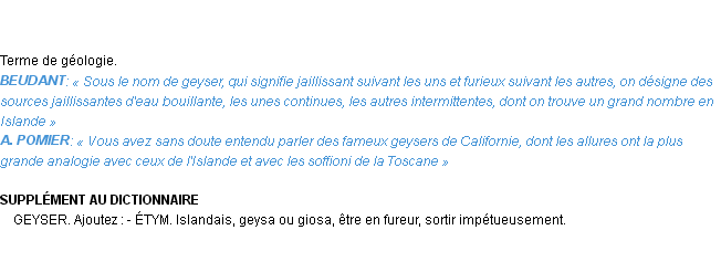 Définition geyser Emile Littré