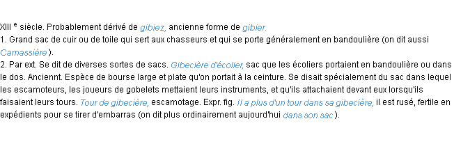 gibeciere definition
