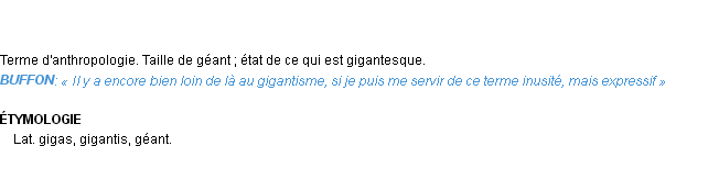 Définition gigantisme Emile Littré