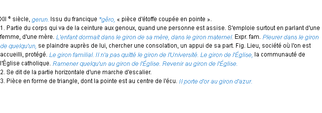Définition giron ACAD 1986
