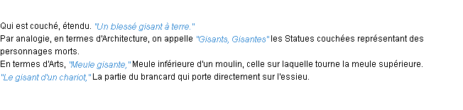 Définition gisant ACAD 1932