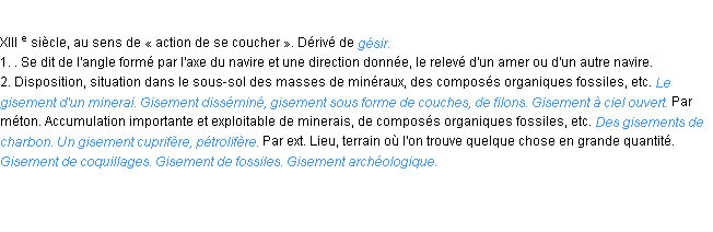 Définition gisement ACAD 1986