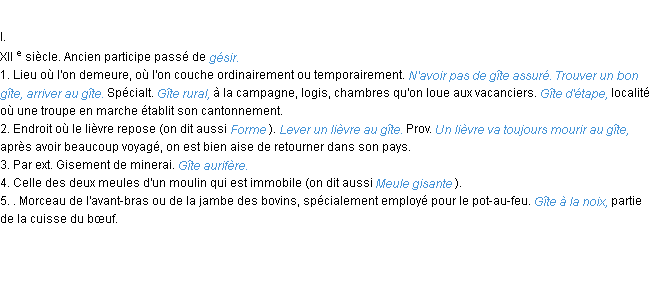 Définition gîte ACAD 1986