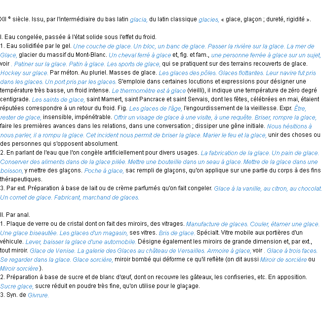 Définition glace ACAD 1986