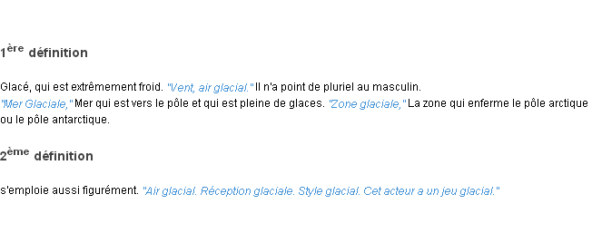 Définition glacial ACAD 1835